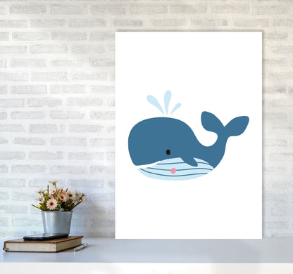 Children&#39;s Animals, Whale Modern Print A1 Black Frame