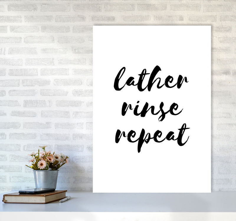 Lather Rinse Repeat, Bathroom Modern Print, Framed Bathroom Wall Art A1 Black Frame