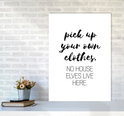 House Elves, Bathroom Framed Typography Wall Art Print A1 Black Frame