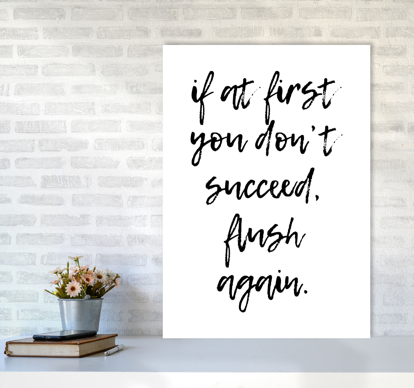 Flush Again, Bathroom Modern Print, Framed Bathroom Wall Art A1 Black Frame