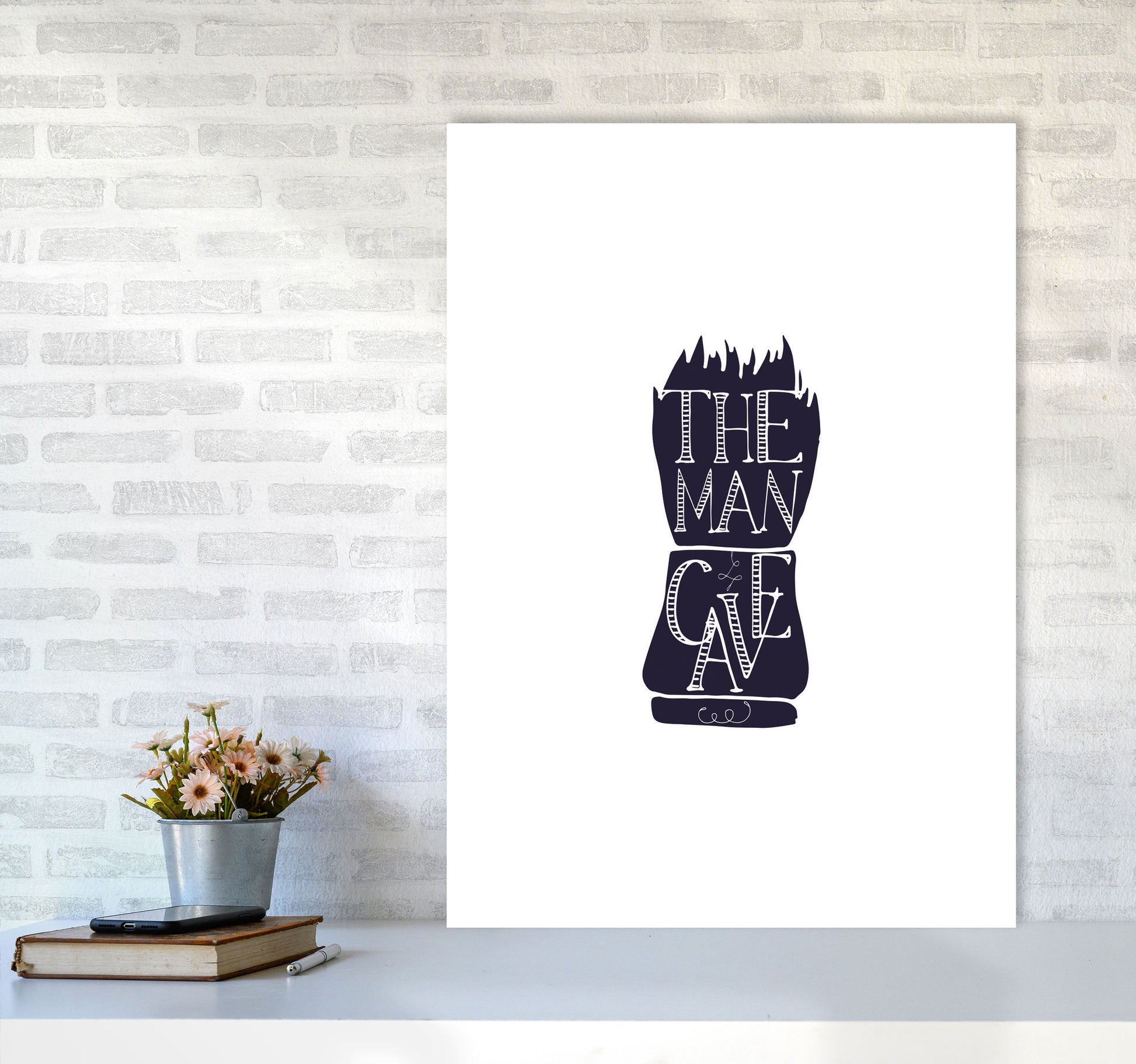 The Man Cave 2 Modern Print, Framed Bathroom Wall Art A1 Black Frame