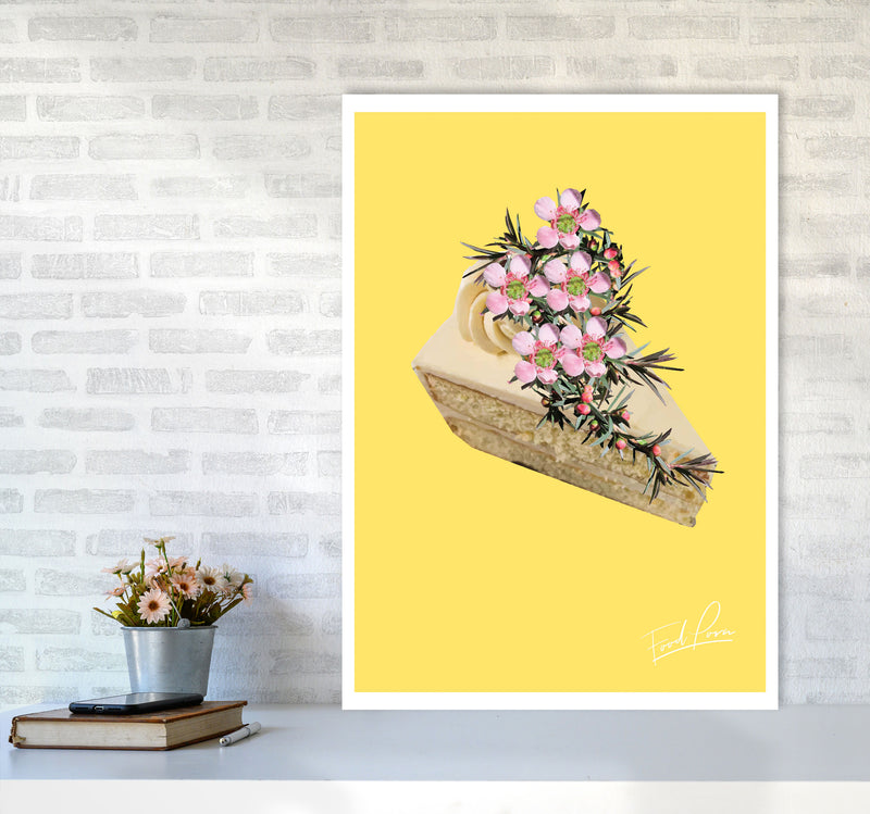 Yellow Cake Food Print, Framed Kitchen Wall Art A1 Black Frame