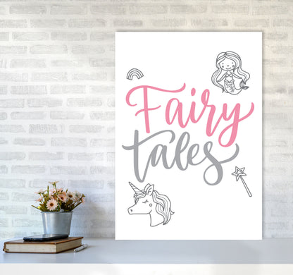 Fairy Tales Pink And Grey Framed Nursey Wall Art Print A1 Black Frame
