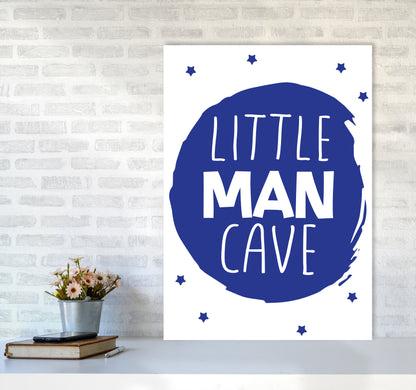 Little Man Cave Navy Circle Framed Nursey Wall Art Print A1 Black Frame