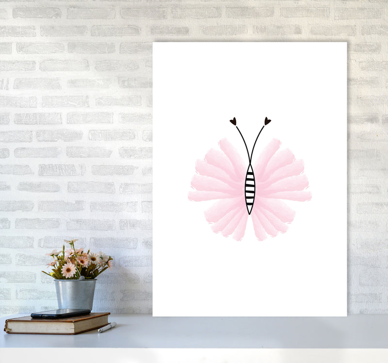 Pink Butterfly Modern Print Animal Art Print A1 Black Frame