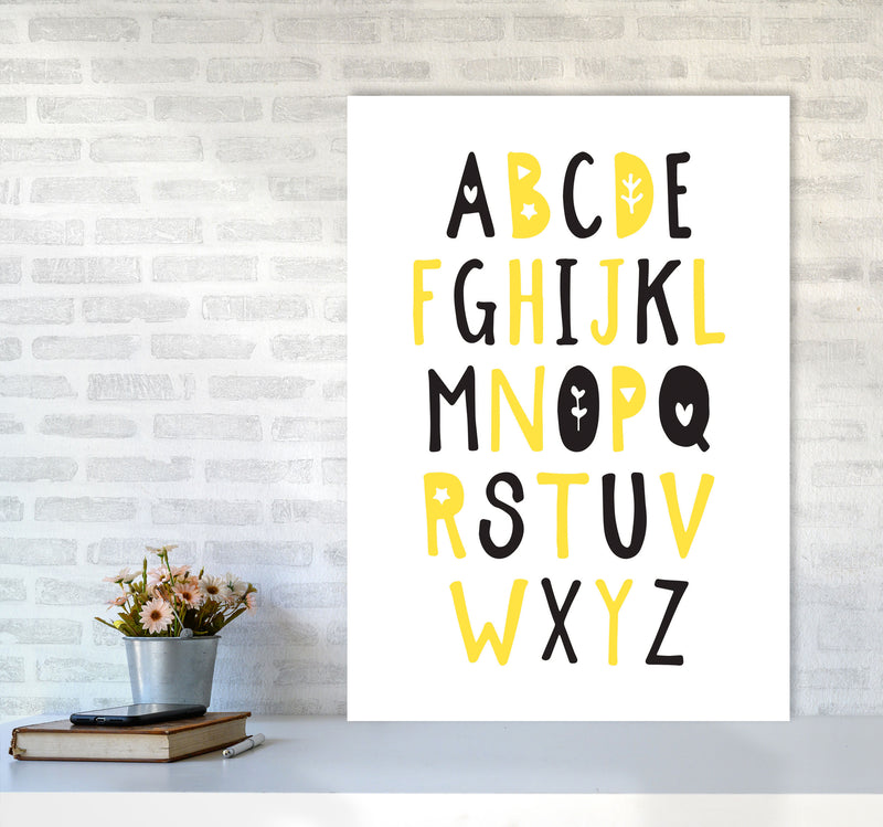 Black And Yellow Alphabet Framed Nursey Wall Art Print A1 Black Frame