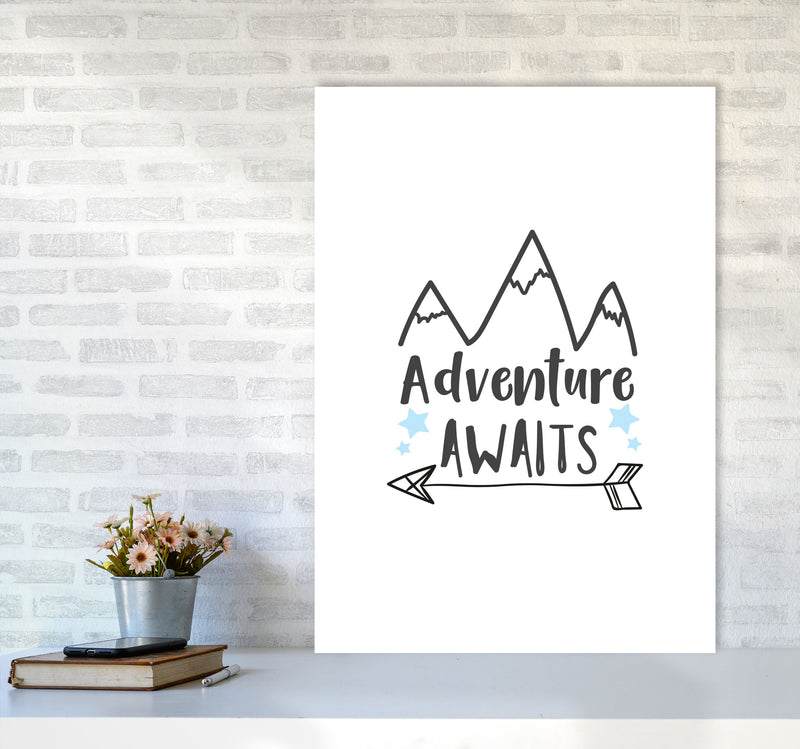 Adventure Awaits Framed Typography Wall Art Print A1 Black Frame