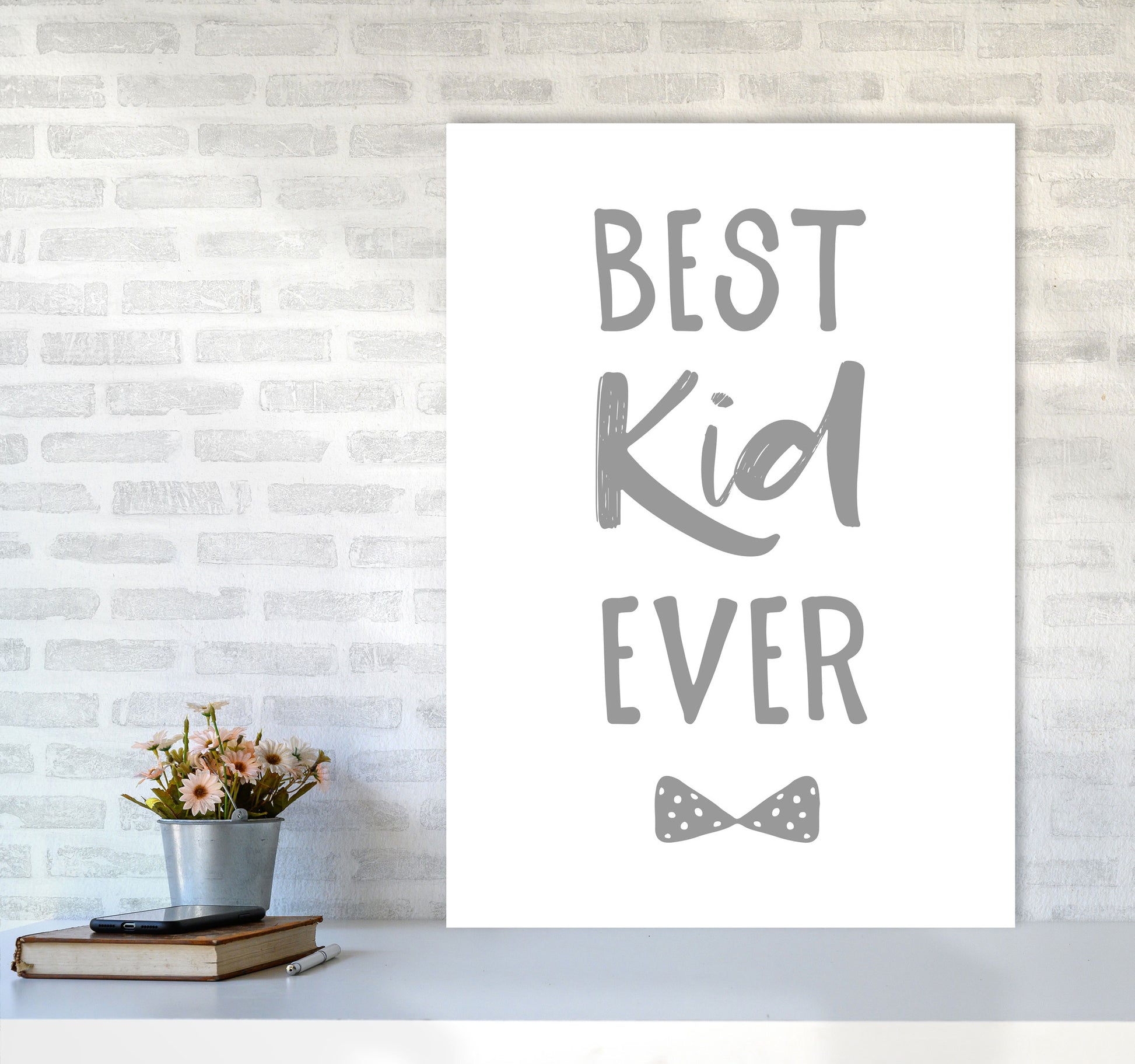 Best Kid Ever Grey Framed Nursey Wall Art Print A1 Black Frame