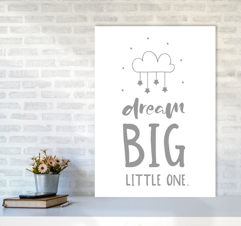 Dream Big Little One Grey Framed Nursey Wall Art Print A1 Black Frame