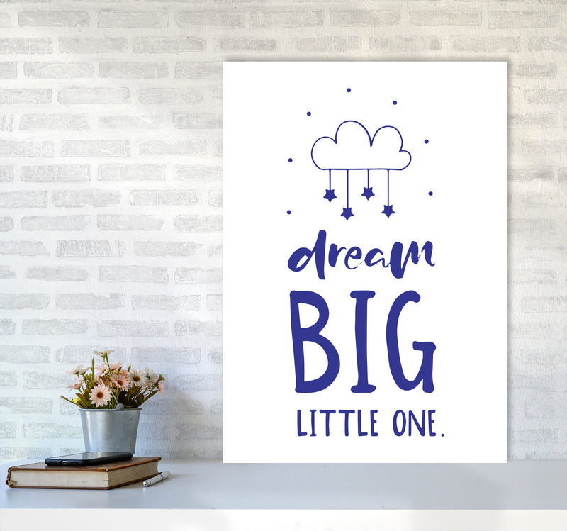Dream Big Little One Navy Framed Nursey Wall Art Print A1 Black Frame