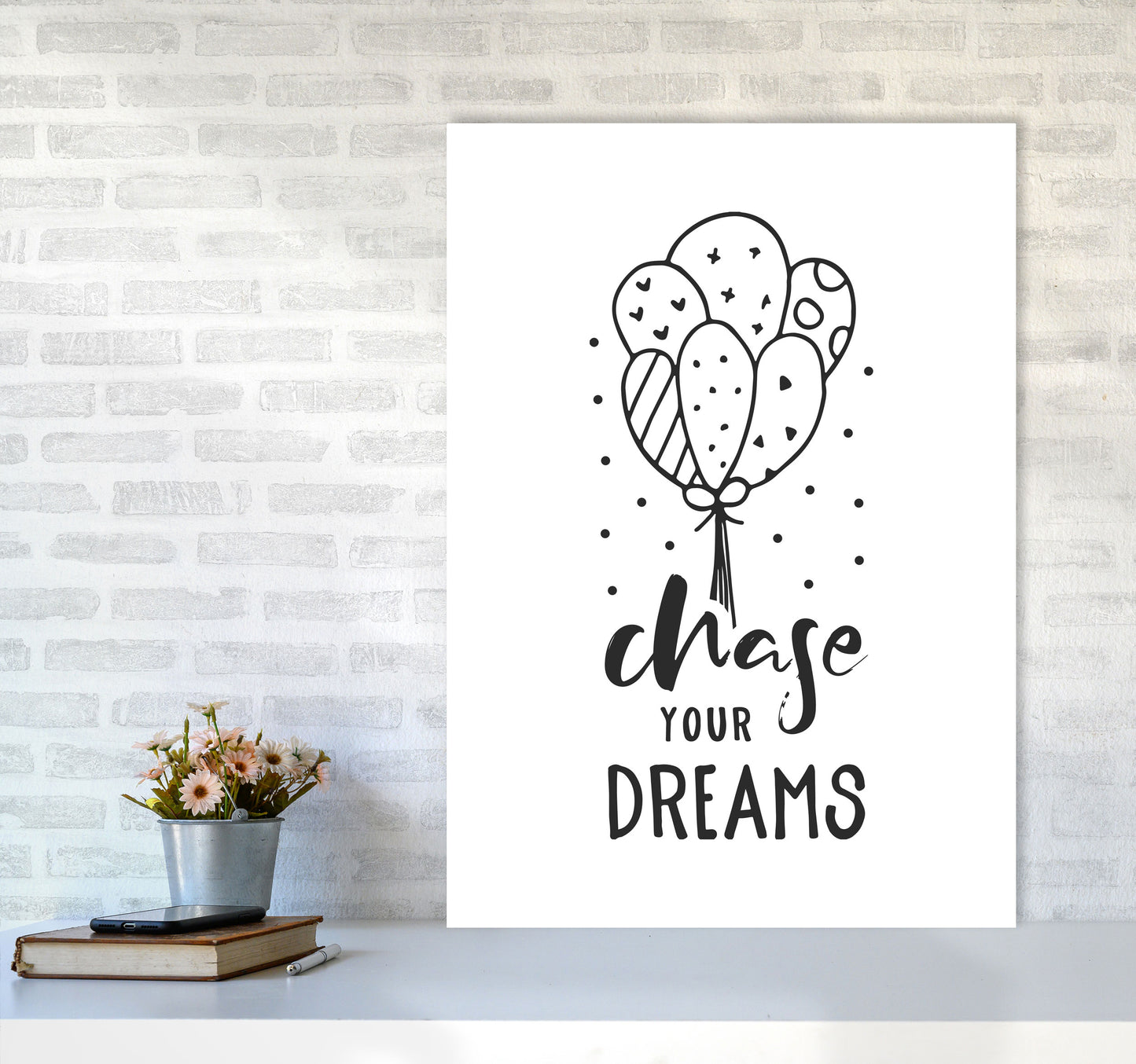 Chase Your Dreams Black Framed Nursey Wall Art Print A1 Black Frame