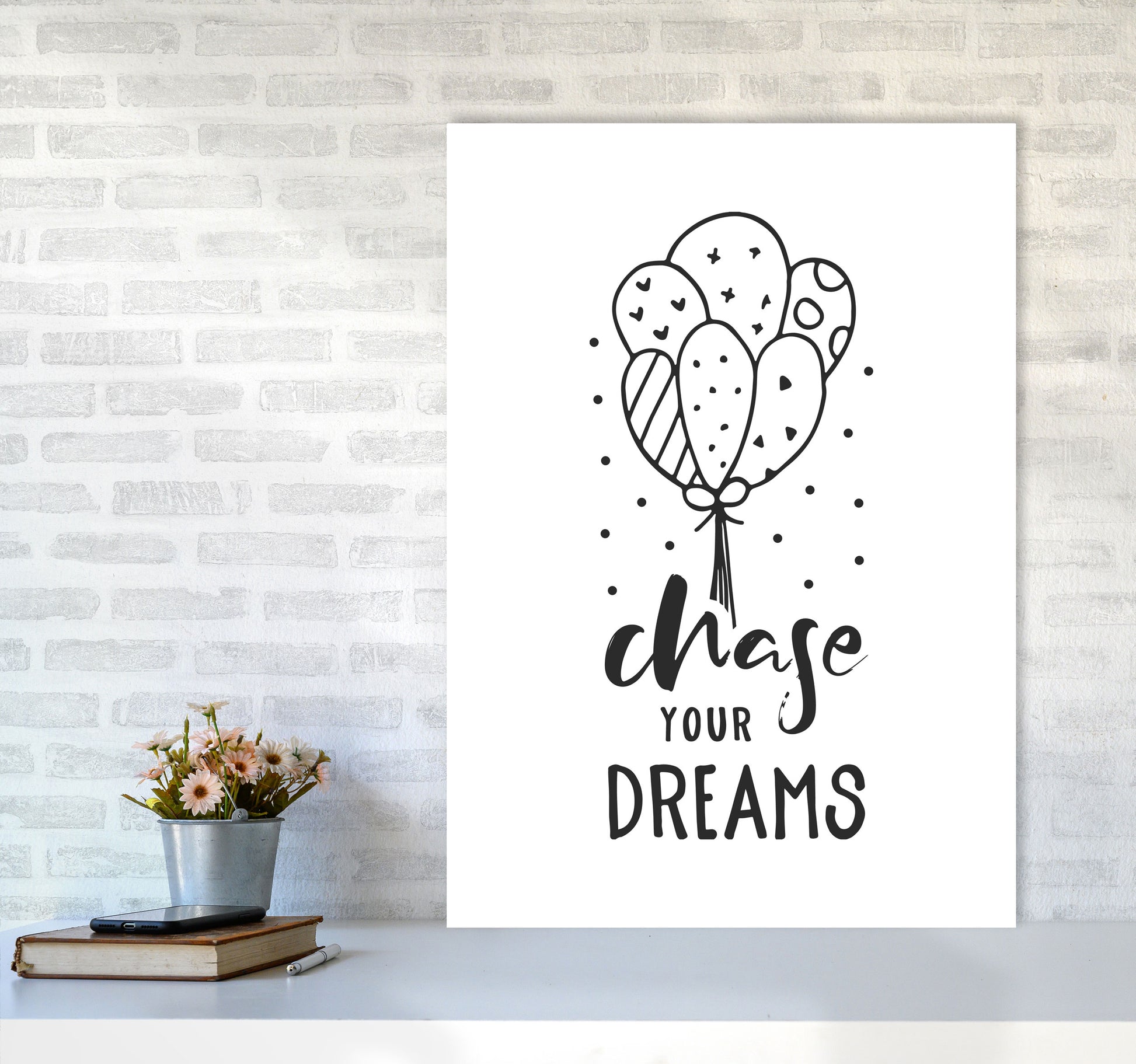 Chase Your Dreams Black Framed Nursey Wall Art Print A1 Black Frame