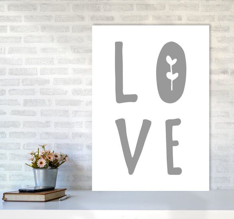 Love Grey Framed Typography Wall Art Print A1 Black Frame