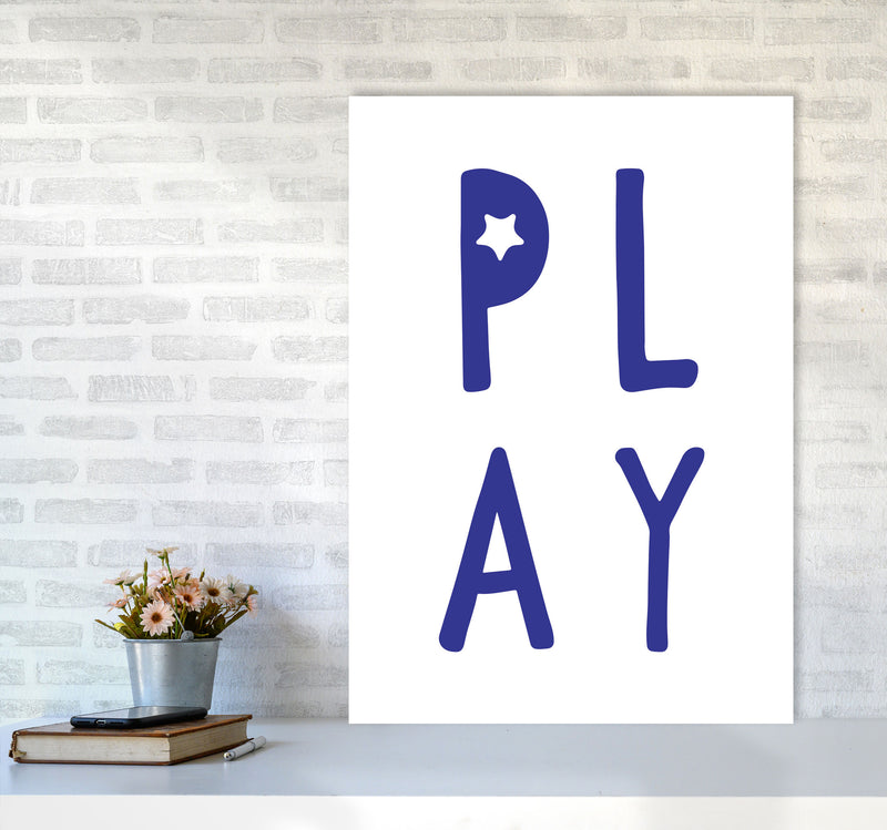 Play Navy Framed Typography Wall Art Print A1 Black Frame