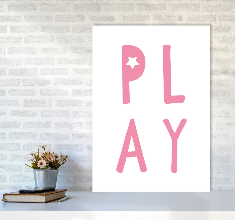 Play Pink Framed Typography Wall Art Print A1 Black Frame