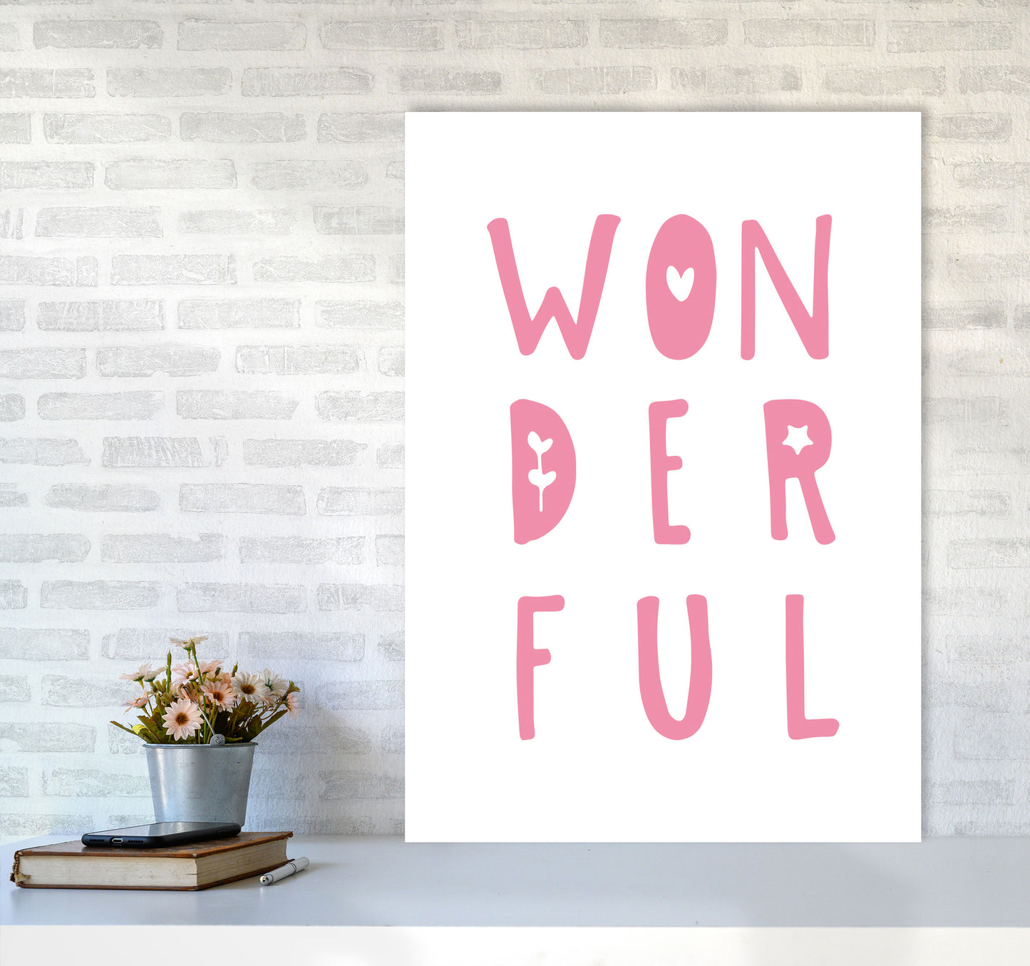 Wonderful Pink Framed Nursey Wall Art Print A1 Black Frame
