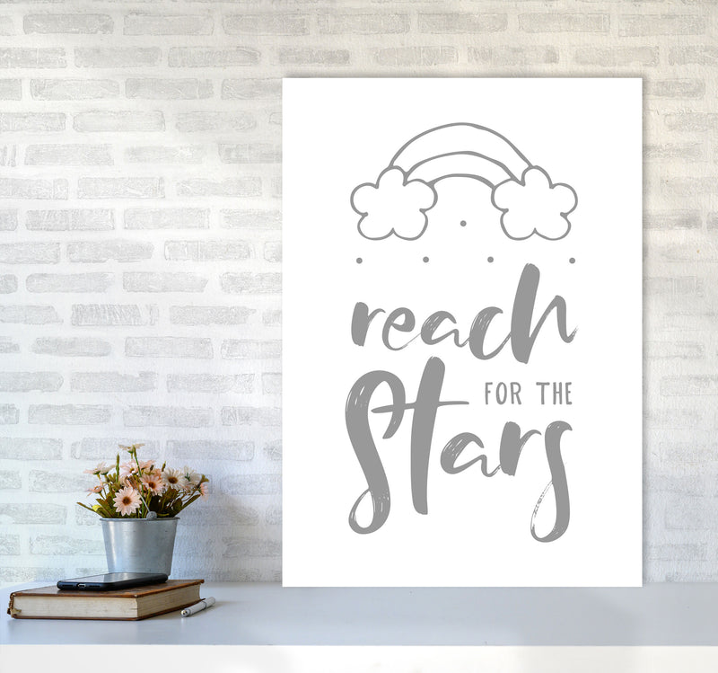 Reach For The Stars Grey Modern Print A1 Black Frame