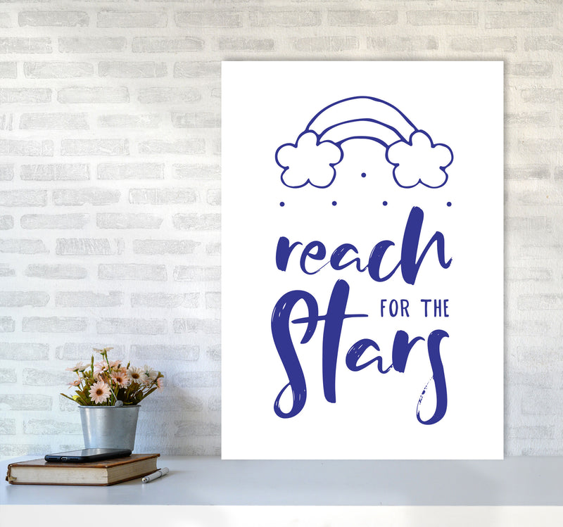 Reach For The Stars Navy Modern Print A1 Black Frame
