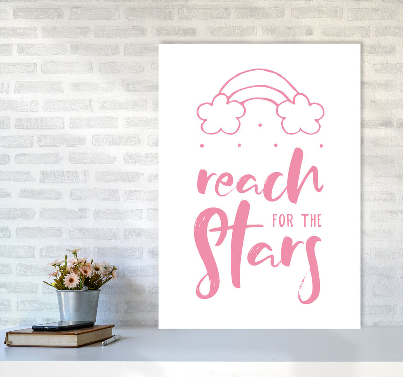Reach For The Stars Pink Modern Print A1 Black Frame
