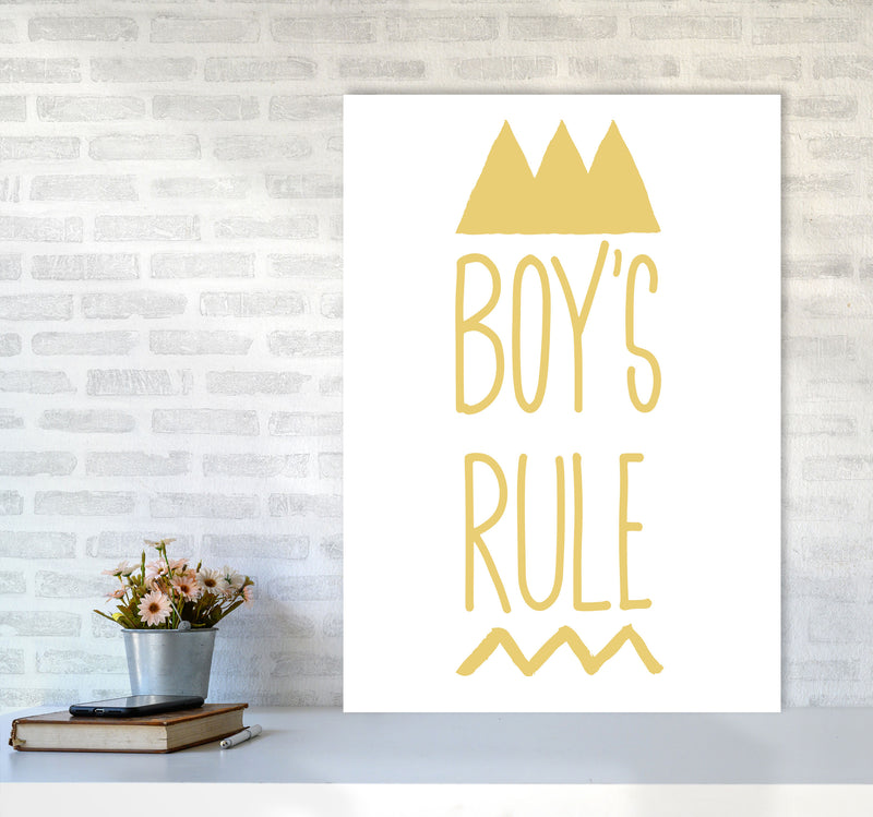 Boys Rule Gold Framed Nursey Wall Art Print A1 Black Frame