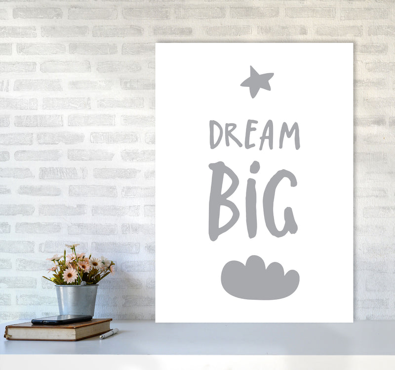 Dream Big Grey Framed Typography Wall Art Print A1 Black Frame