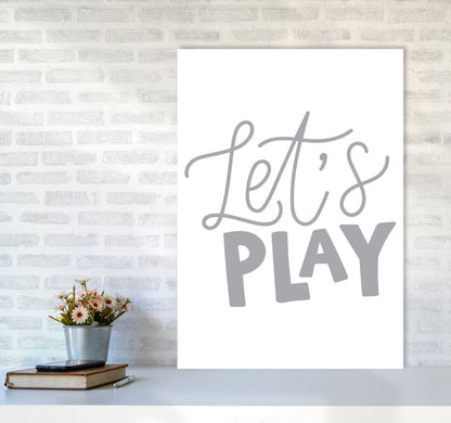 Let&#39;s Play Grey Framed Typography Wall Art Print A1 Black Frame