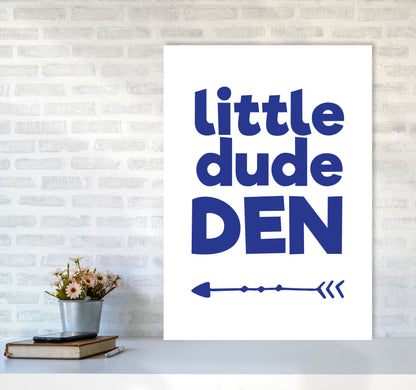 Little Dude Den Navy Framed Nursey Wall Art Print A1 Black Frame