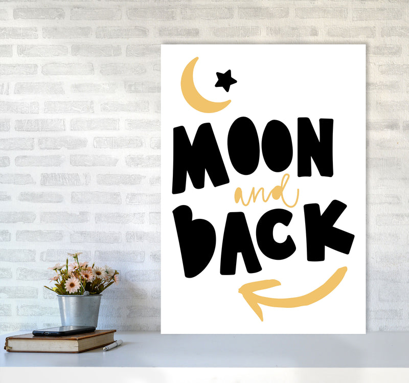Moon And Back Mustard And Black Framed Typography Wall Art Print A1 Black Frame