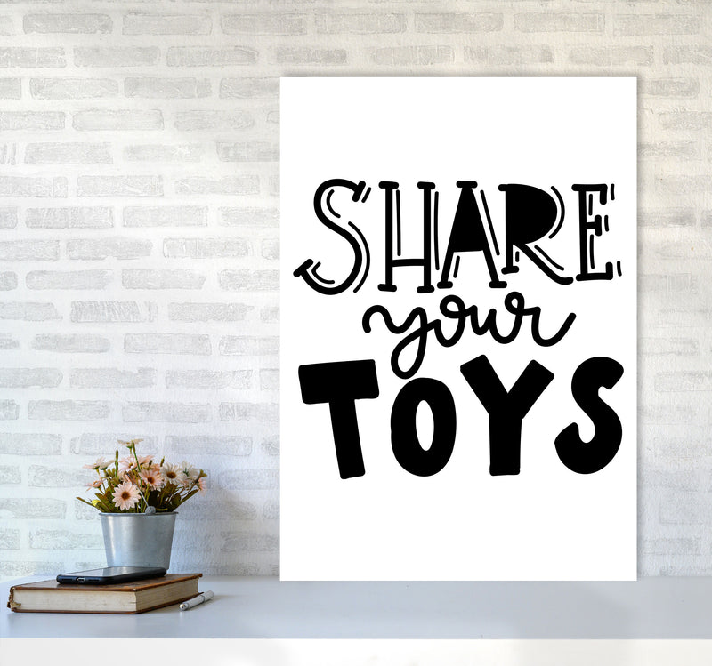 Share Your Toys Framed Nursey Wall Art Print A1 Black Frame
