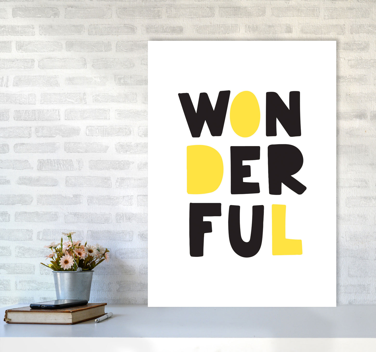 Wonderful Black And Yellow Framed Nursey Wall Art Print A1 Black Frame