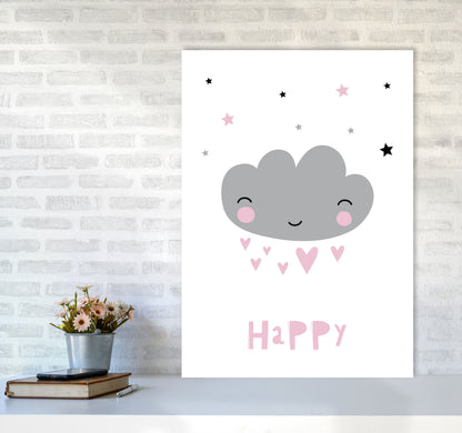 Happy Cloud Framed Nursey Wall Art Print A1 Black Frame
