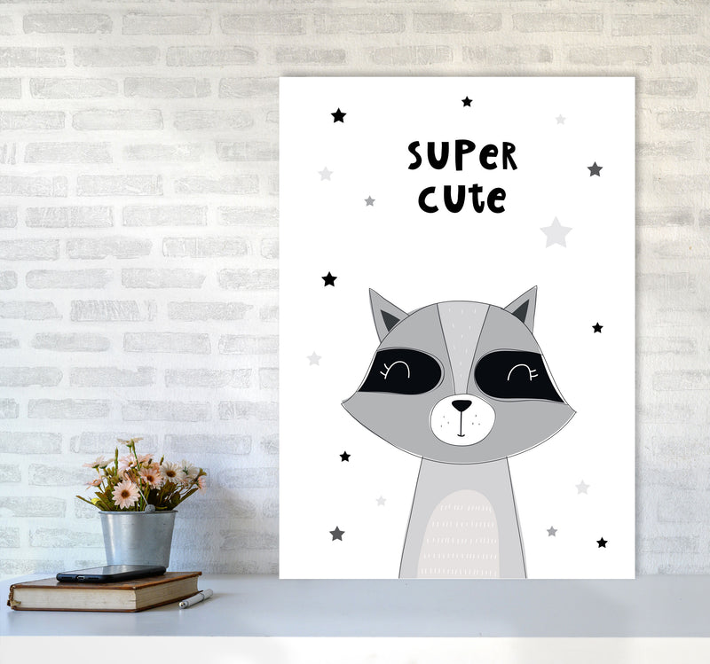 Super Cute Raccoon Framed Nursey Wall Art Print A1 Black Frame