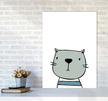 Cat Modern Print Animal Art Print A1 Black Frame