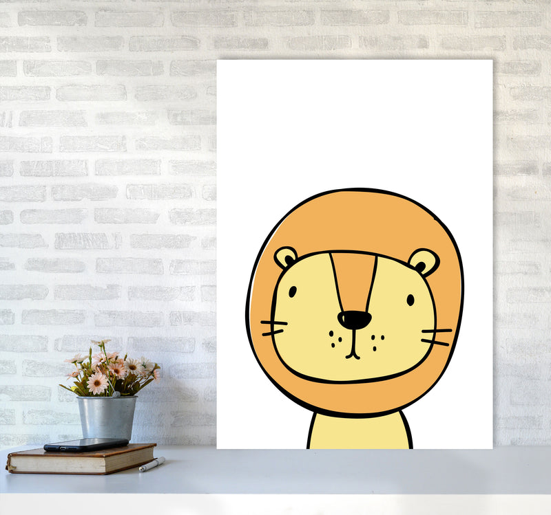 Scandi Lion Framed Nursey Wall Art Print A1 Black Frame
