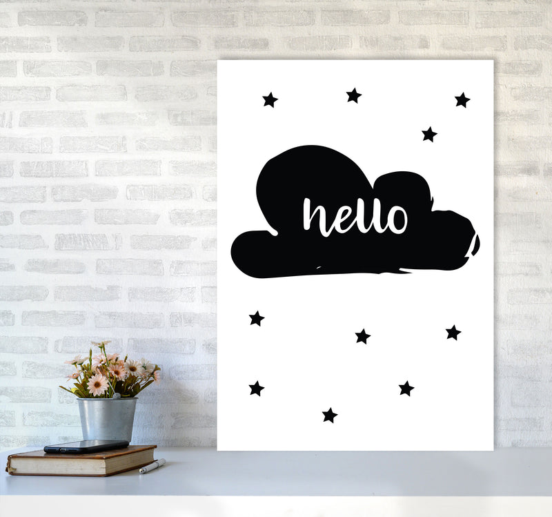 Hello Cloud Black Framed Nursey Wall Art Print A1 Black Frame