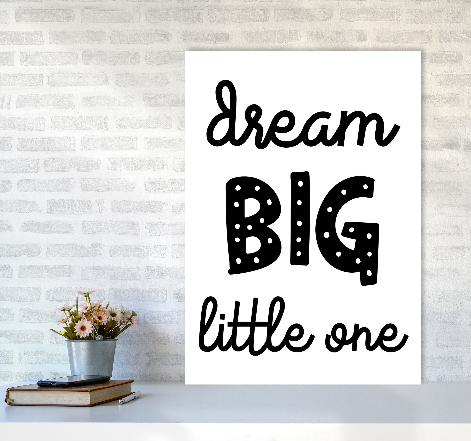 Dream Big Little One Black Framed Nursey Wall Art Print A1 Black Frame