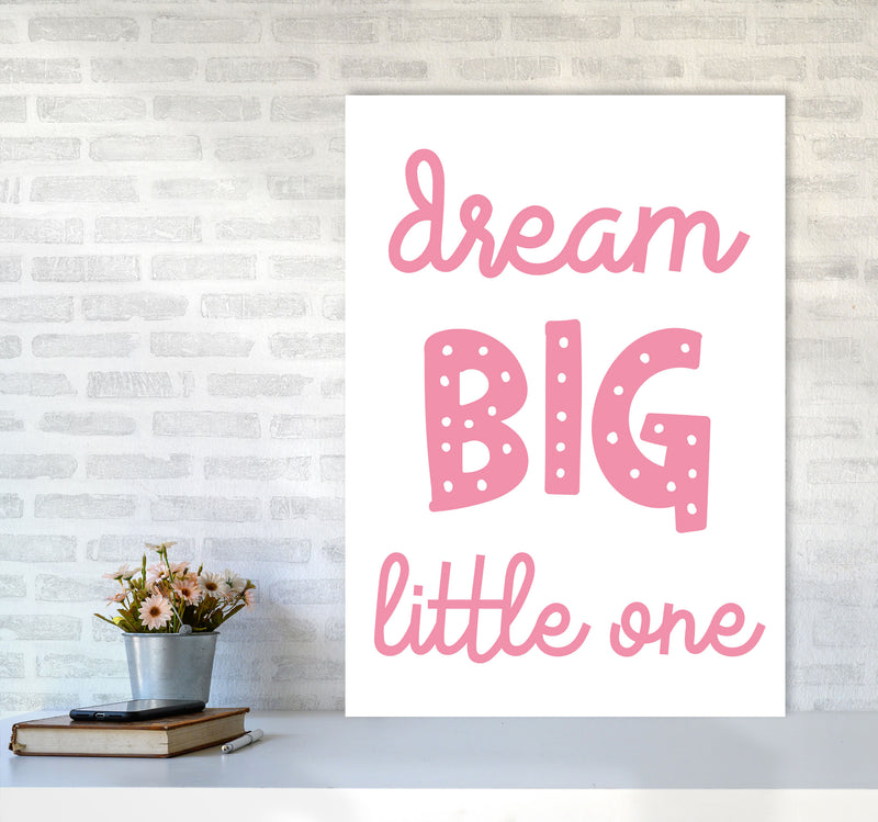 Dream Big Little One Pink Framed Nursey Wall Art Print A1 Black Frame