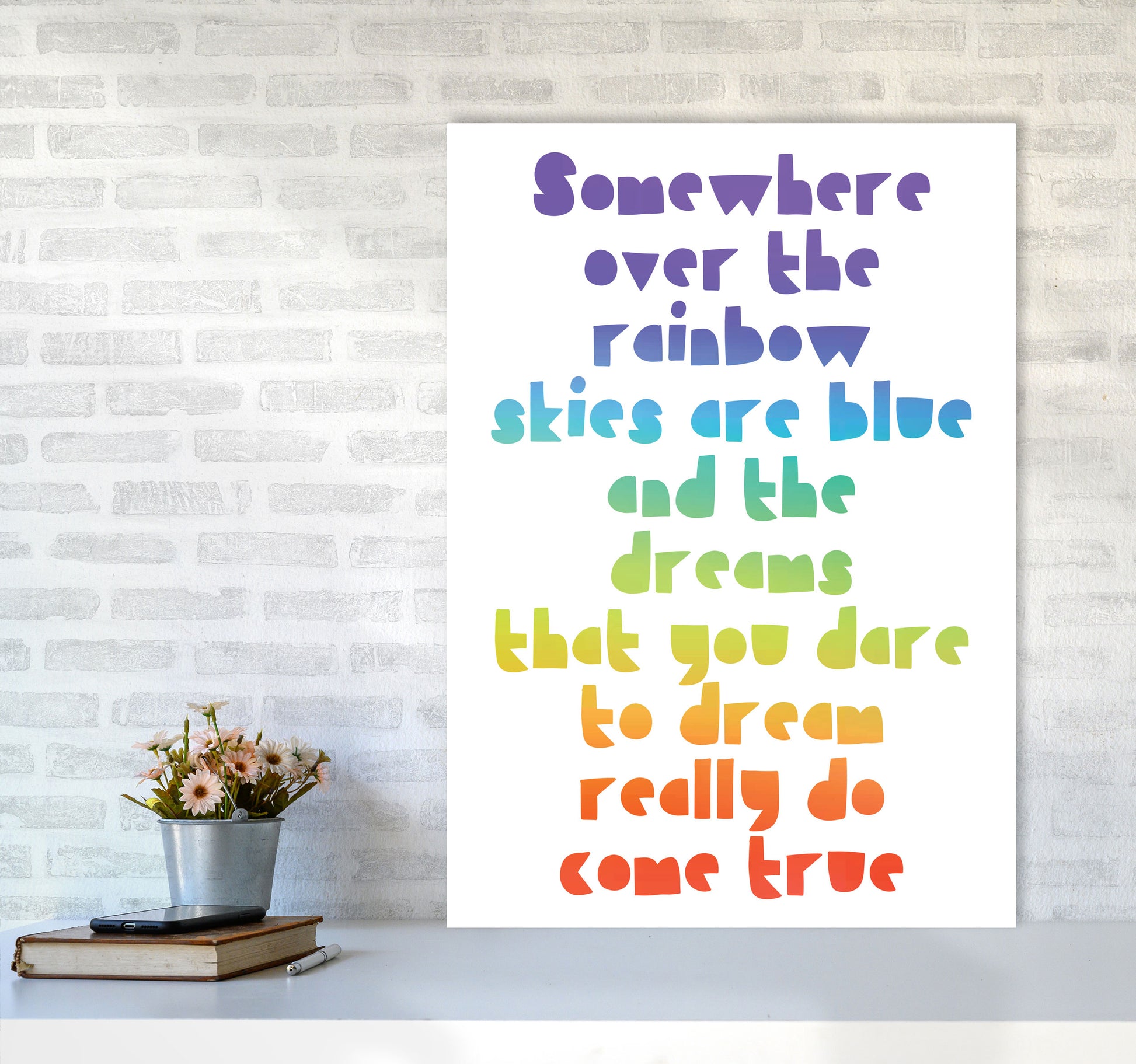 Somewhere Over The Rainbow Multi Modern Print A1 Black Frame