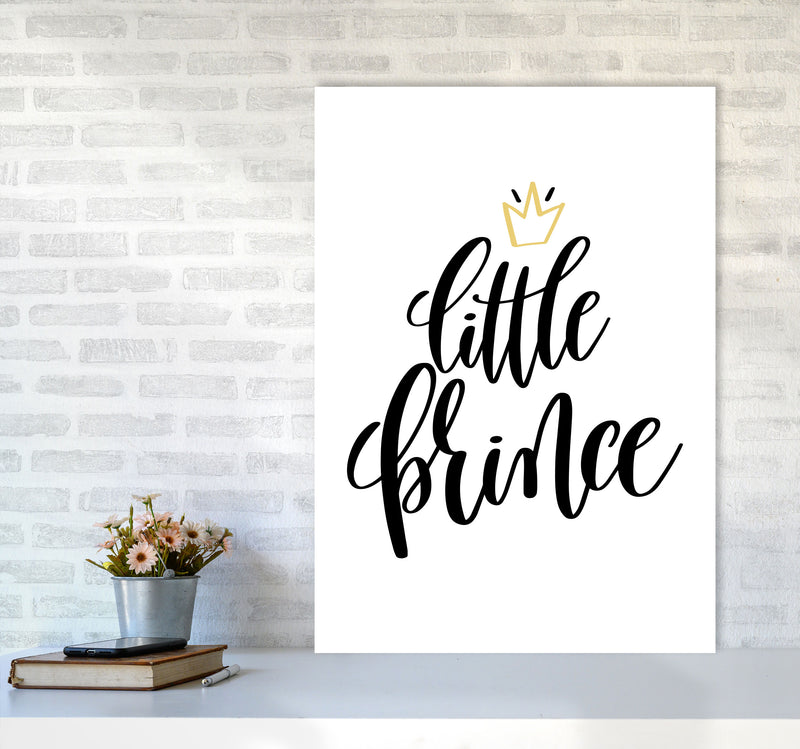 Little Prince Gold Crown Framed Nursey Wall Art Print A1 Black Frame