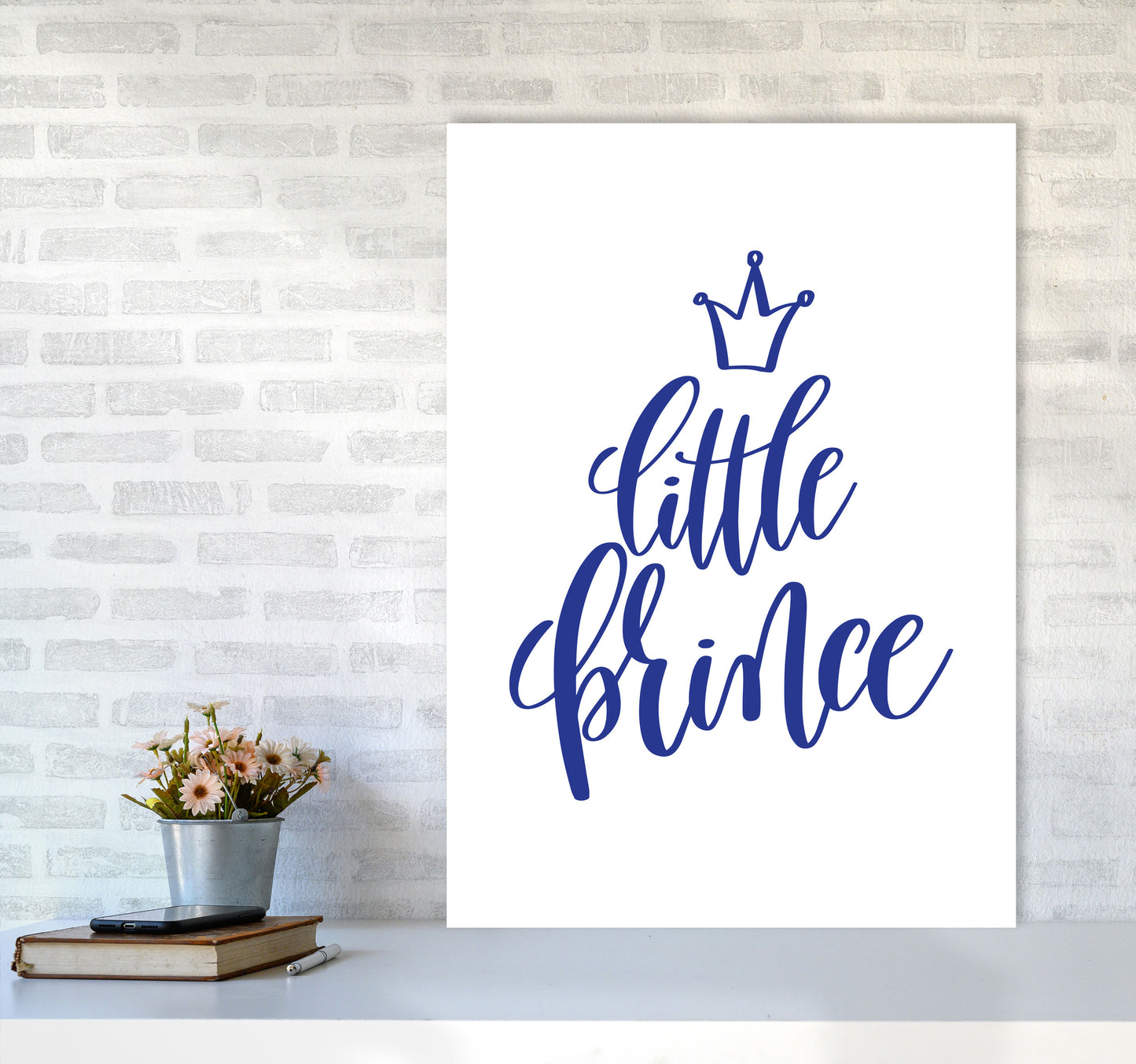 Little Prince Navy Framed Nursey Wall Art Print A1 Black Frame