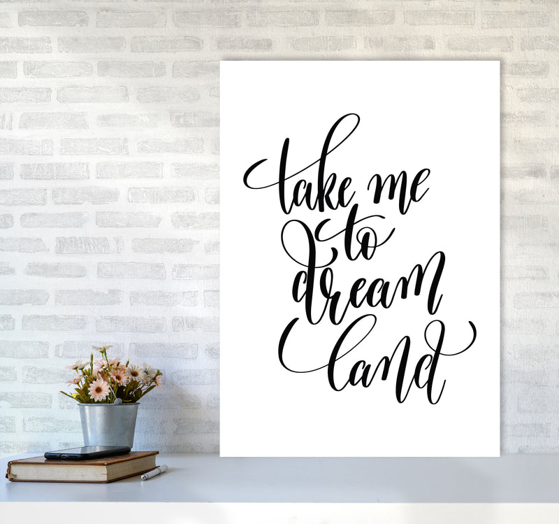 Take Me To Dream Land Black Modern Print A1 Black Frame