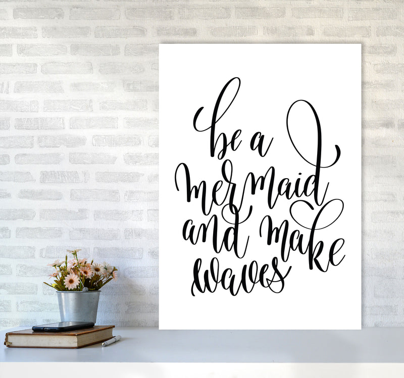 Be A Mermaid Black Framed Typography Wall Art Print A1 Black Frame