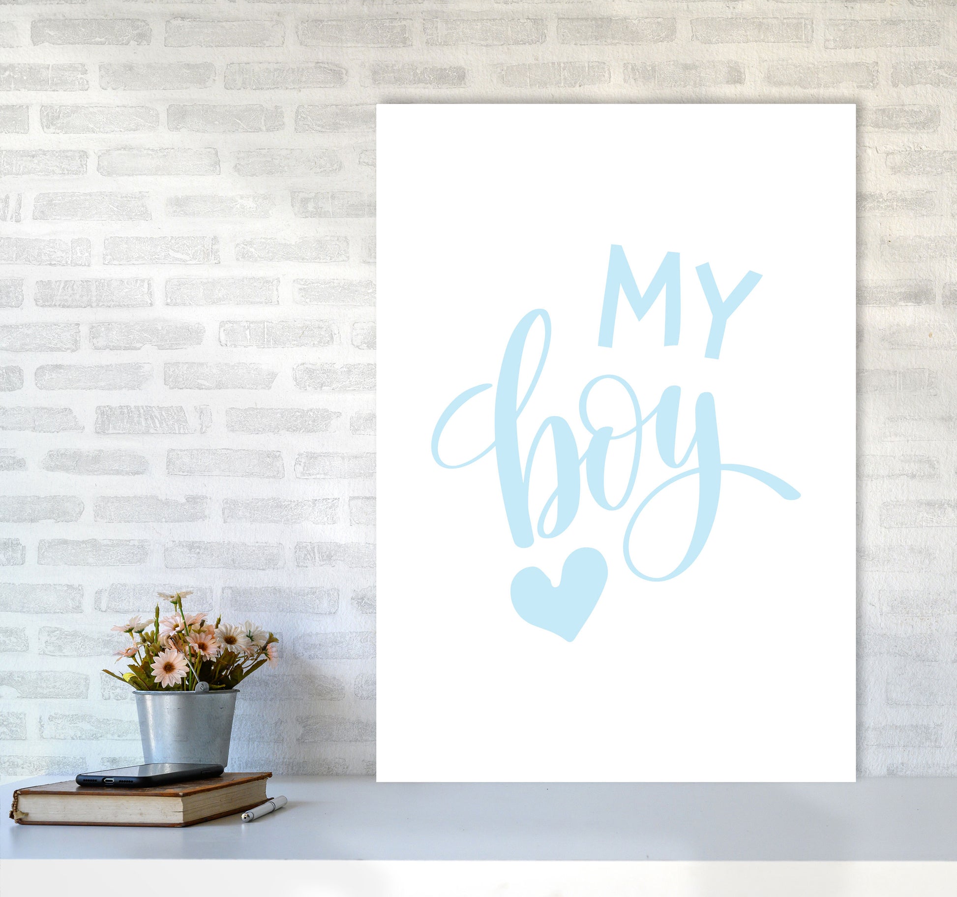 My Boy Blue Framed Nursey Wall Art Print A1 Black Frame