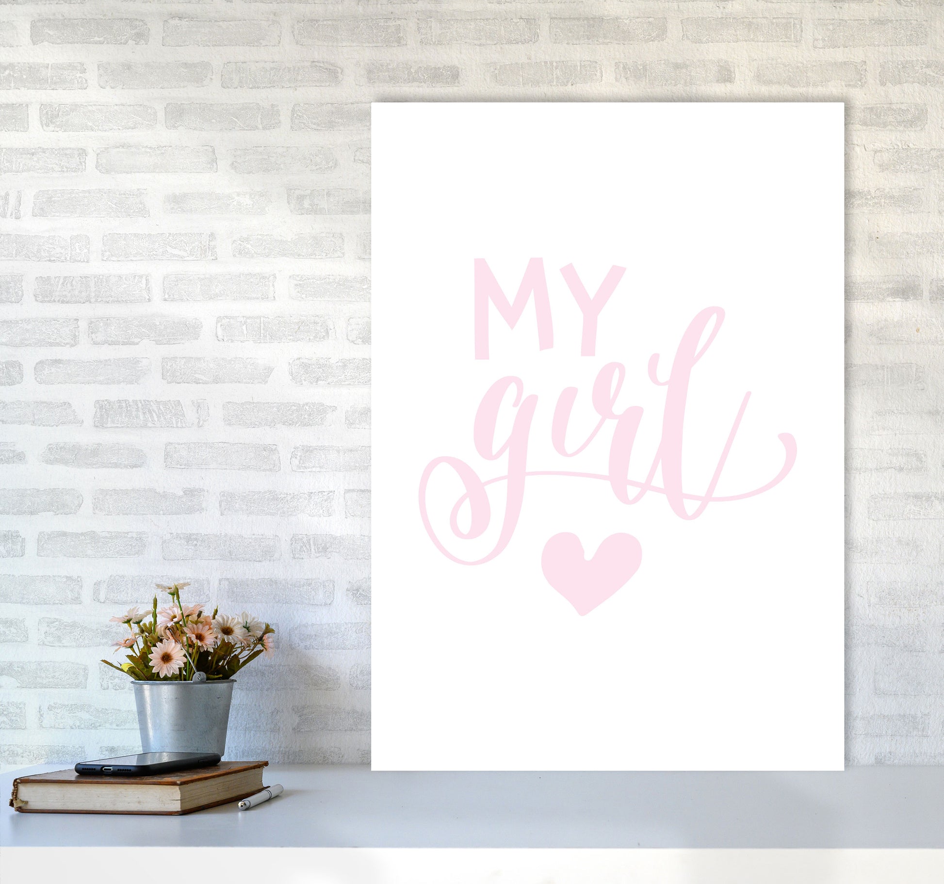 My Girl Pink Framed Nursey Wall Art Print A1 Black Frame
