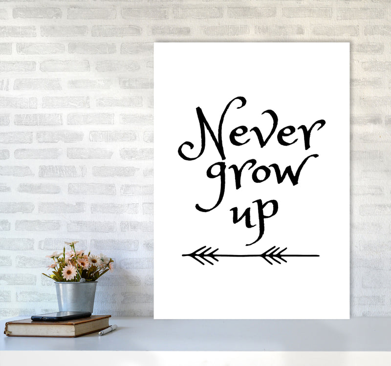 Never Grow Up Black Framed Nursey Wall Art Print A1 Black Frame