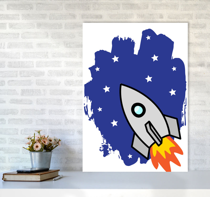 Space Rocket Framed Nursey Wall Art Print A1 Black Frame