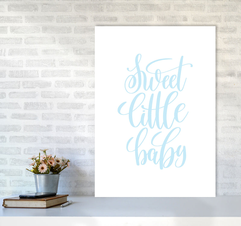 Sweet Little Baby Blue Framed Nursey Wall Art Print A1 Black Frame
