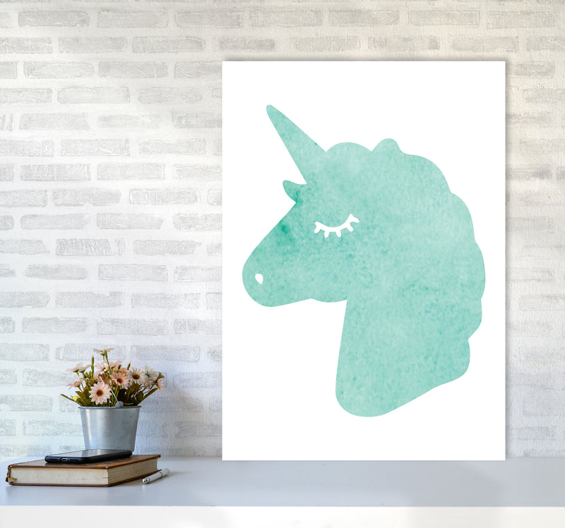 Mint Unicorn Head Modern Print Animal Art Print A1 Black Frame