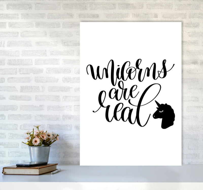 Unicorns Are Real Black Framed Nursey Wall Art Print A1 Black Frame