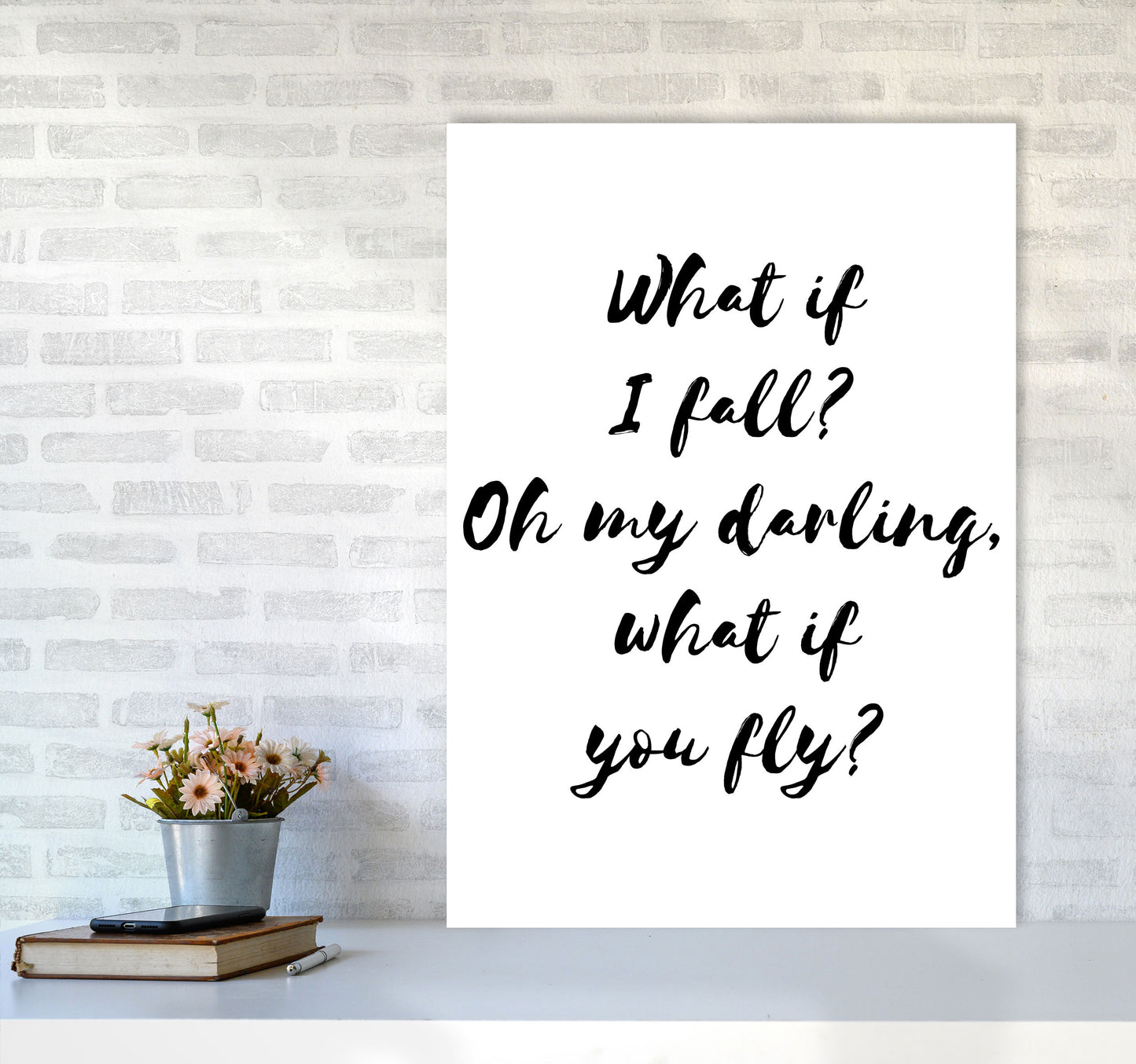 What If I Fall? Black Modern Print A1 Black Frame